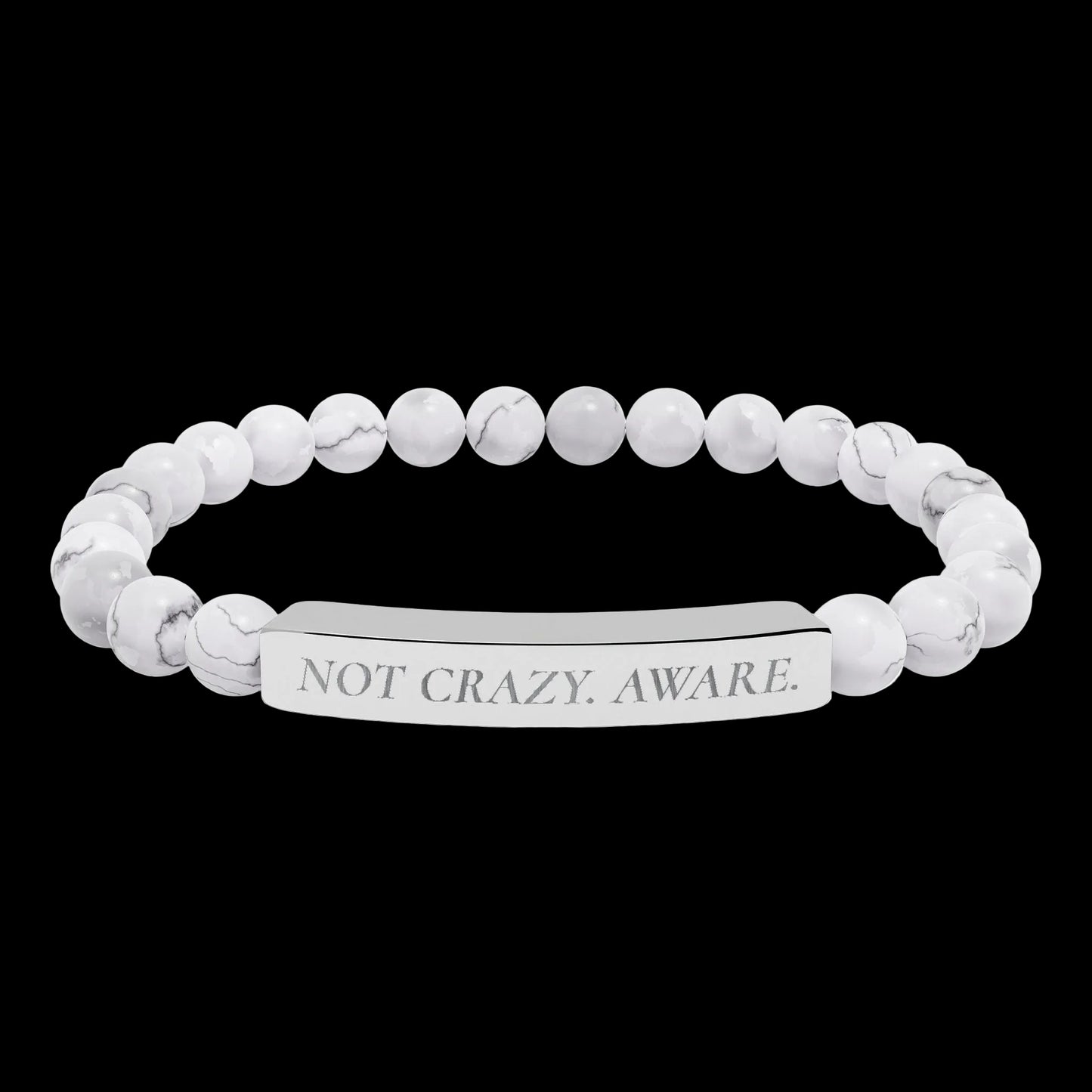 NOT CRAZY. AWARE Engraved Natural Stone Bar Bracelet