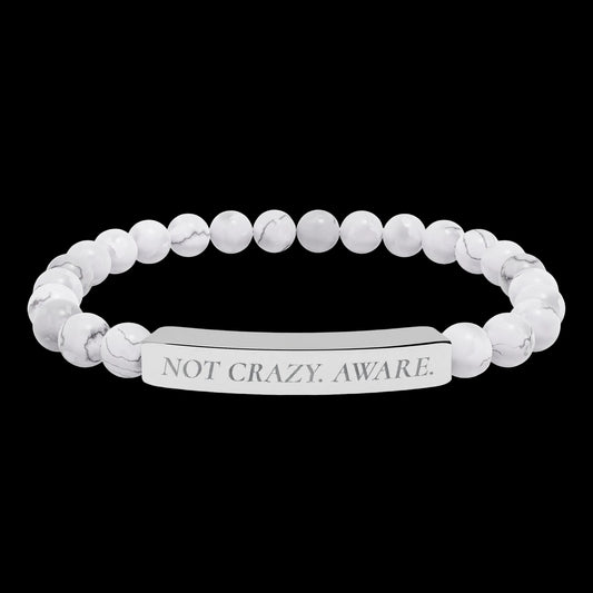 NOT CRAZY. AWARE Engraved Natural Stone Bar Bracelet