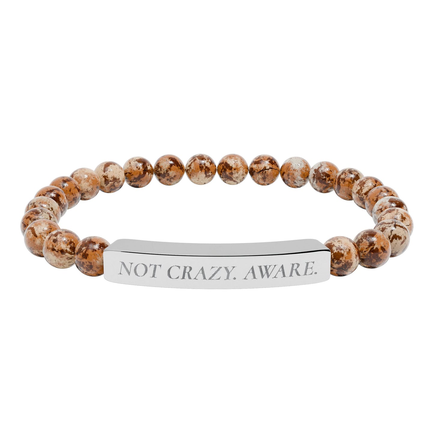 NOT CRAZY. AWARE Engraved Natural Stone Bar Bracelet