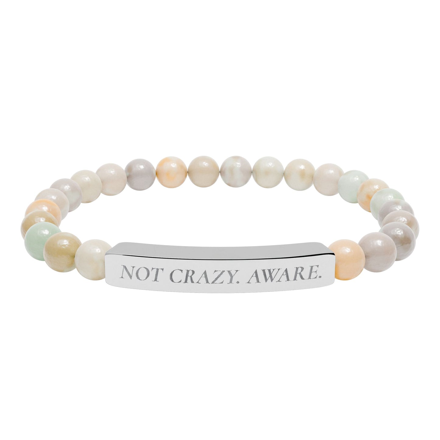 NOT CRAZY. AWARE Engraved Natural Stone Bar Bracelet