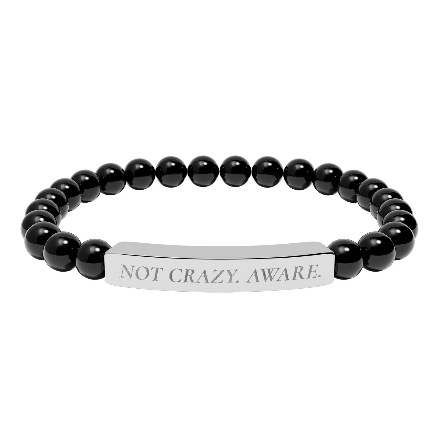 NOT CRAZY. AWARE Engraved Natural Stone Bar Bracelet