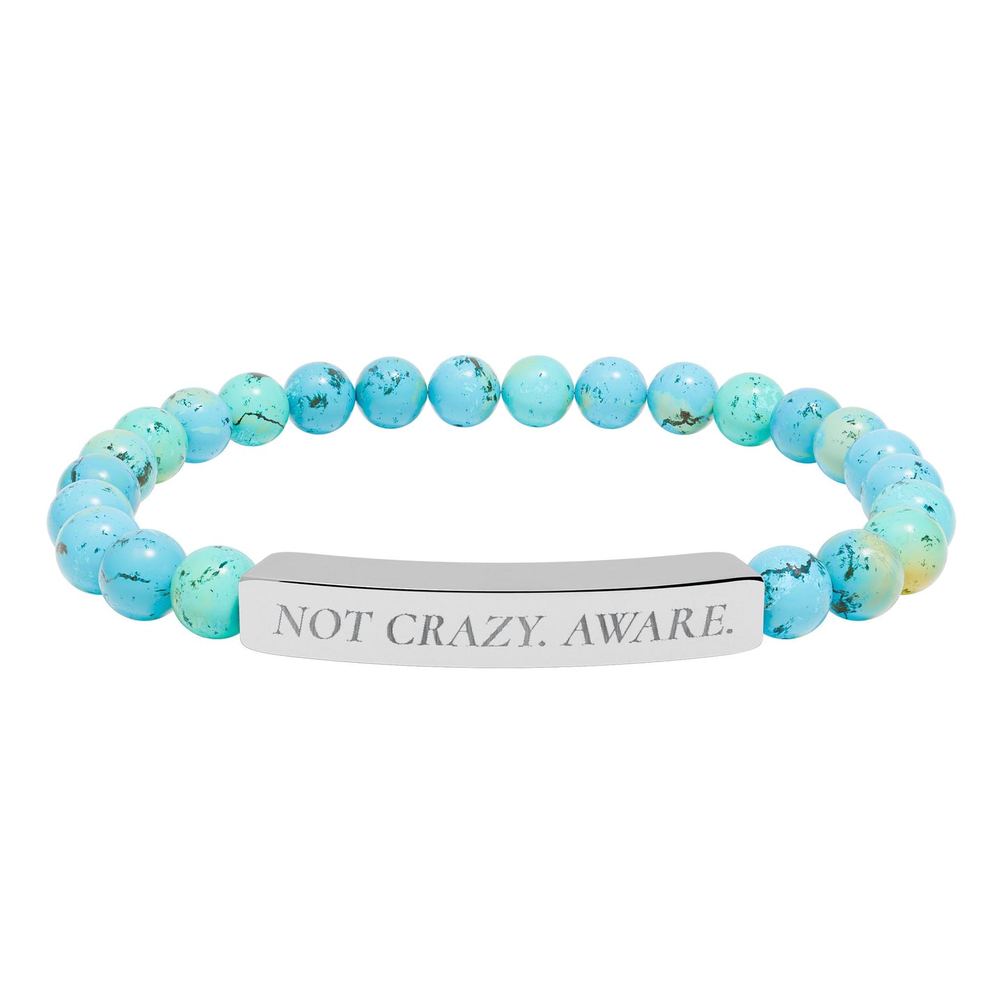 NOT CRAZY. AWARE Engraved Natural Stone Bar Bracelet